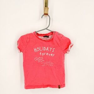 Red Short Sleeve Tee with Holidays Forever Print